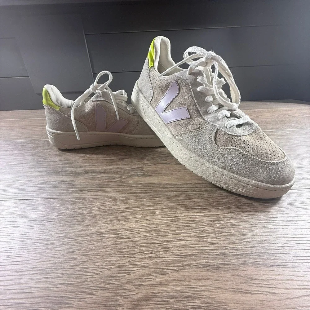 Veja V-10 Suede Multicolor Sable Sneakers Lifestyle Casual Laces Size 11 Low Top - Picture 2 of 16
